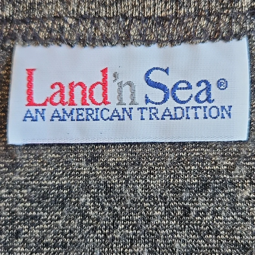 Land & Sea Vintage Knit Cardigan Dropped Shoulder Button Up Patchwork EUC